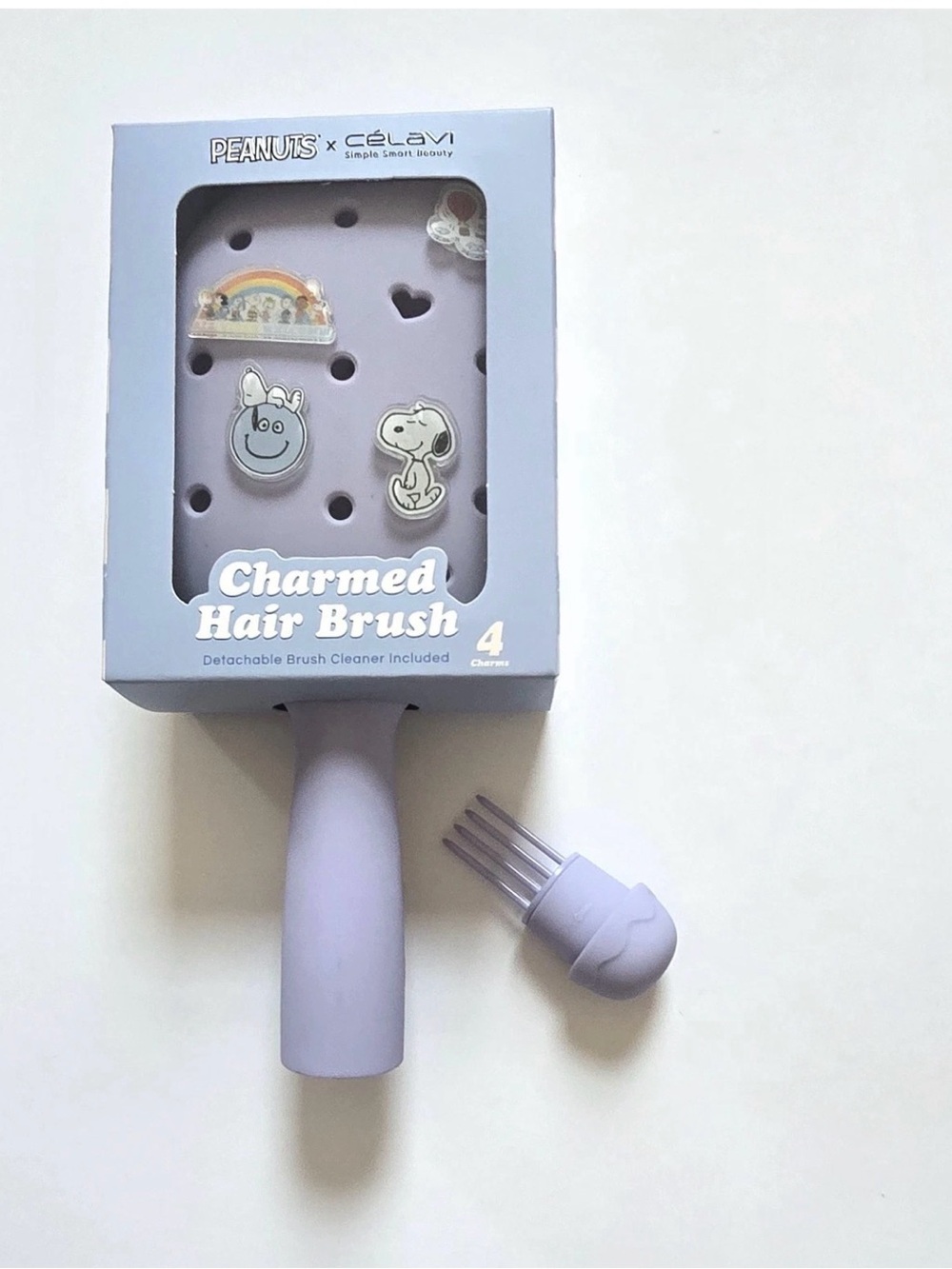 Peanuts snoopy Celavi charmed Hair Brush - Lilac with brush cleaner